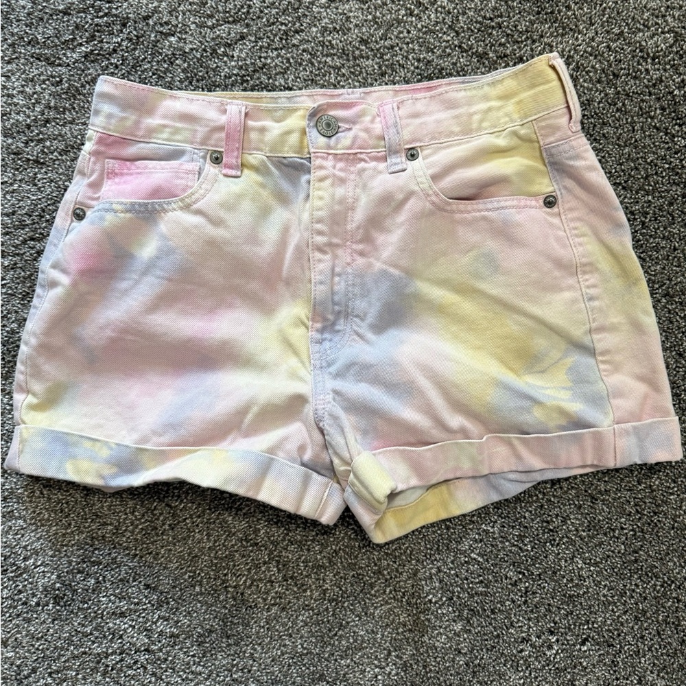 American Eagle Pastel Tie-Dye Mom Shorts